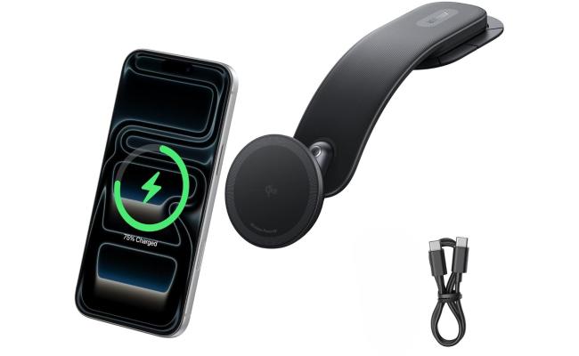 Anker Nano Magnetic Wireless Car Charger, 360° Adjustable Mount Car Charger with Detachable Pad, 15W Qi2 Certified with Alloy Bracket, Fast Charging for iPhone 17/16/15/14/13 Series